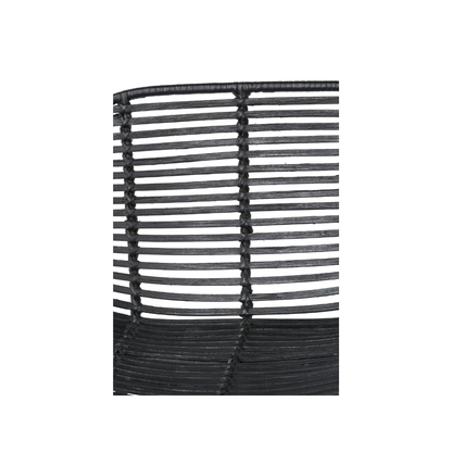 Rattan Core and Black Metal Bar Stool
