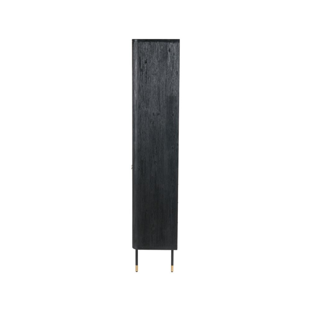 Fiji Black Acacia Wood 2 Door 6 Niche Display Cabinet