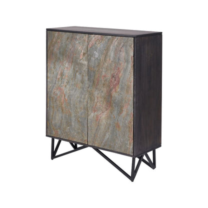 Verde Black Mango Wood and Stone Veneer Sideboard