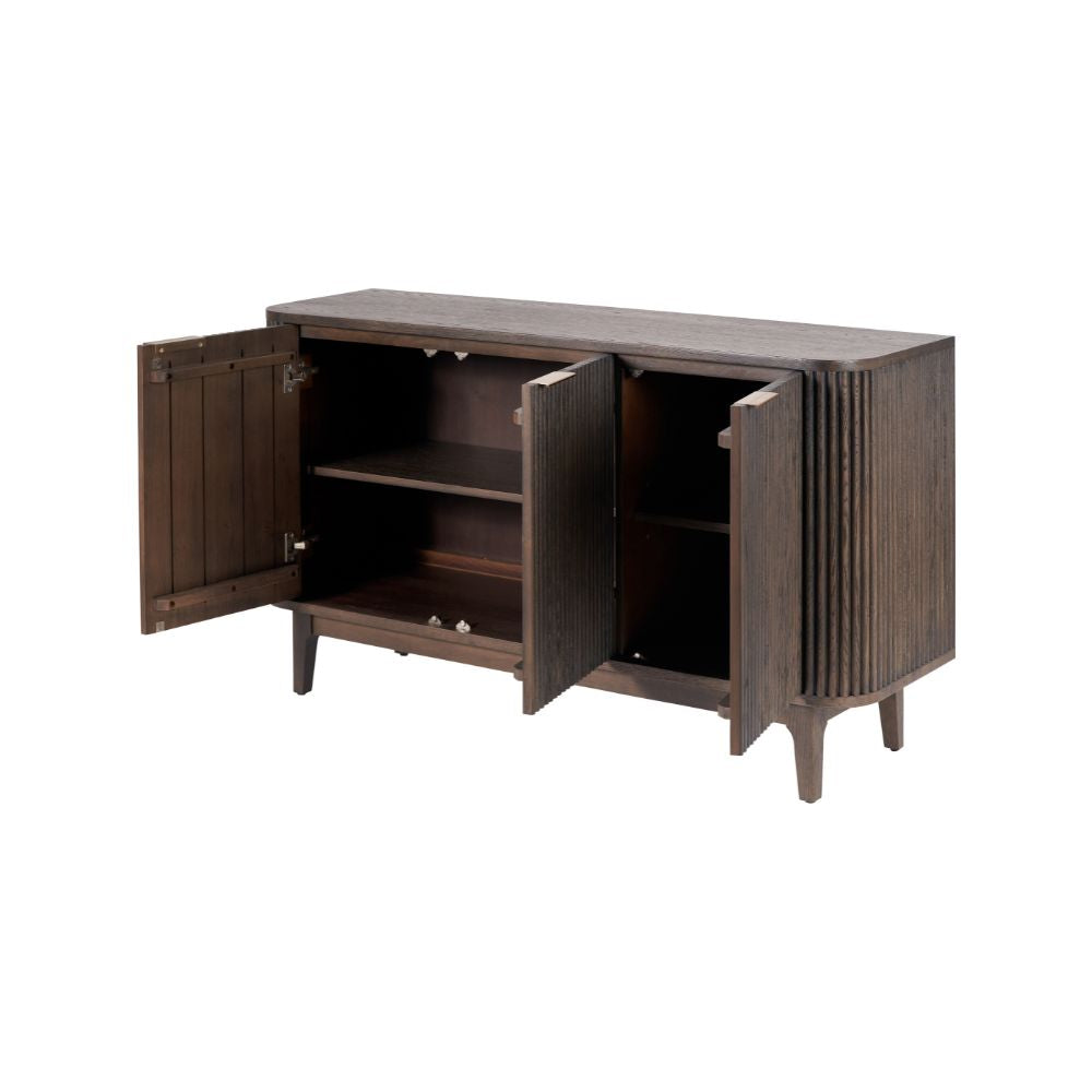 Raie Dark Brown Pine Wood 3 door Sideboard