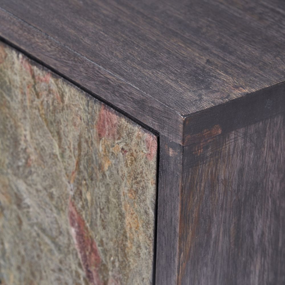 Verde Black Mango Wood 2 Drawer Console Table