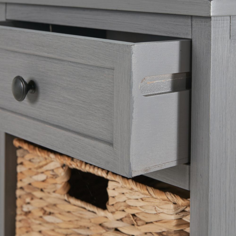 Devonshire Pine Wood 1 Drawer 4 Basket Tall Unit
