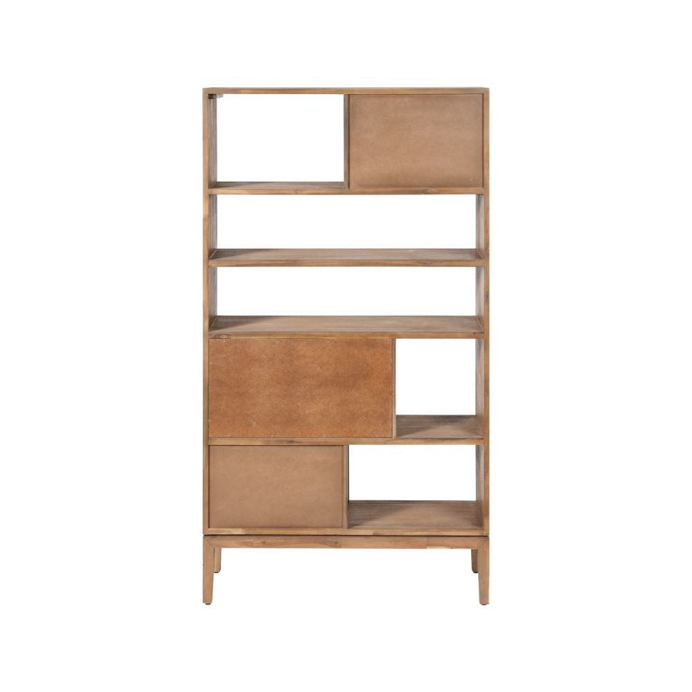 Gio Acacia Wood 2 Drawer 7 Niche Display Cabinet