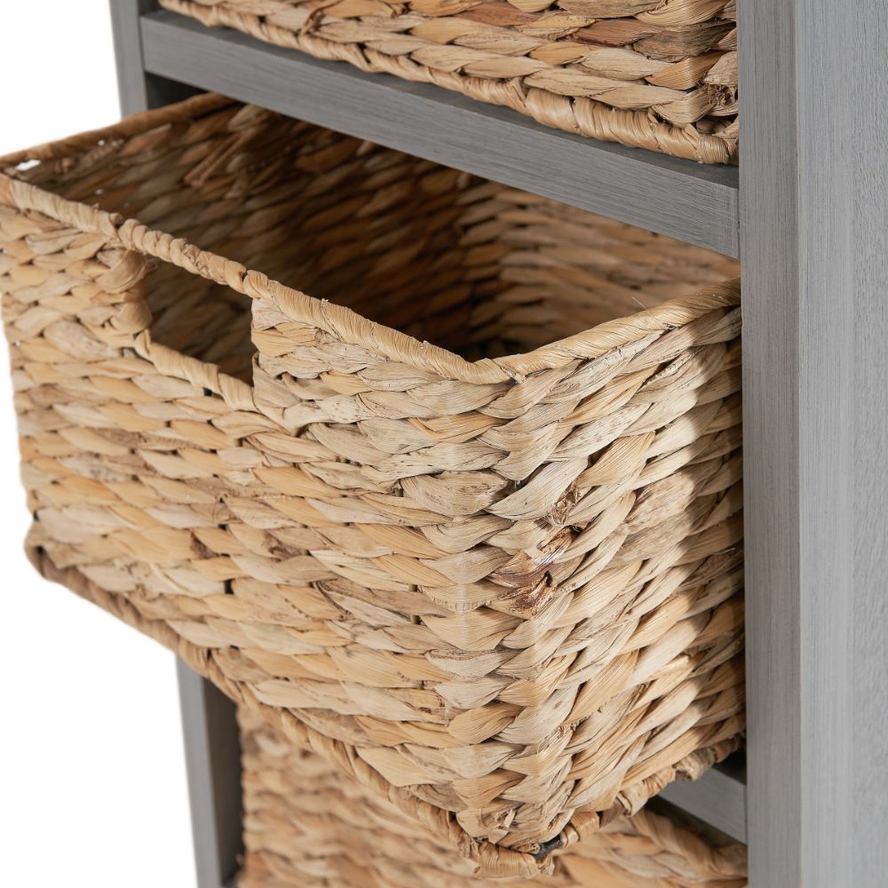 Devonshire Pine Wood 1 Drawer 4 Basket Tall Unit