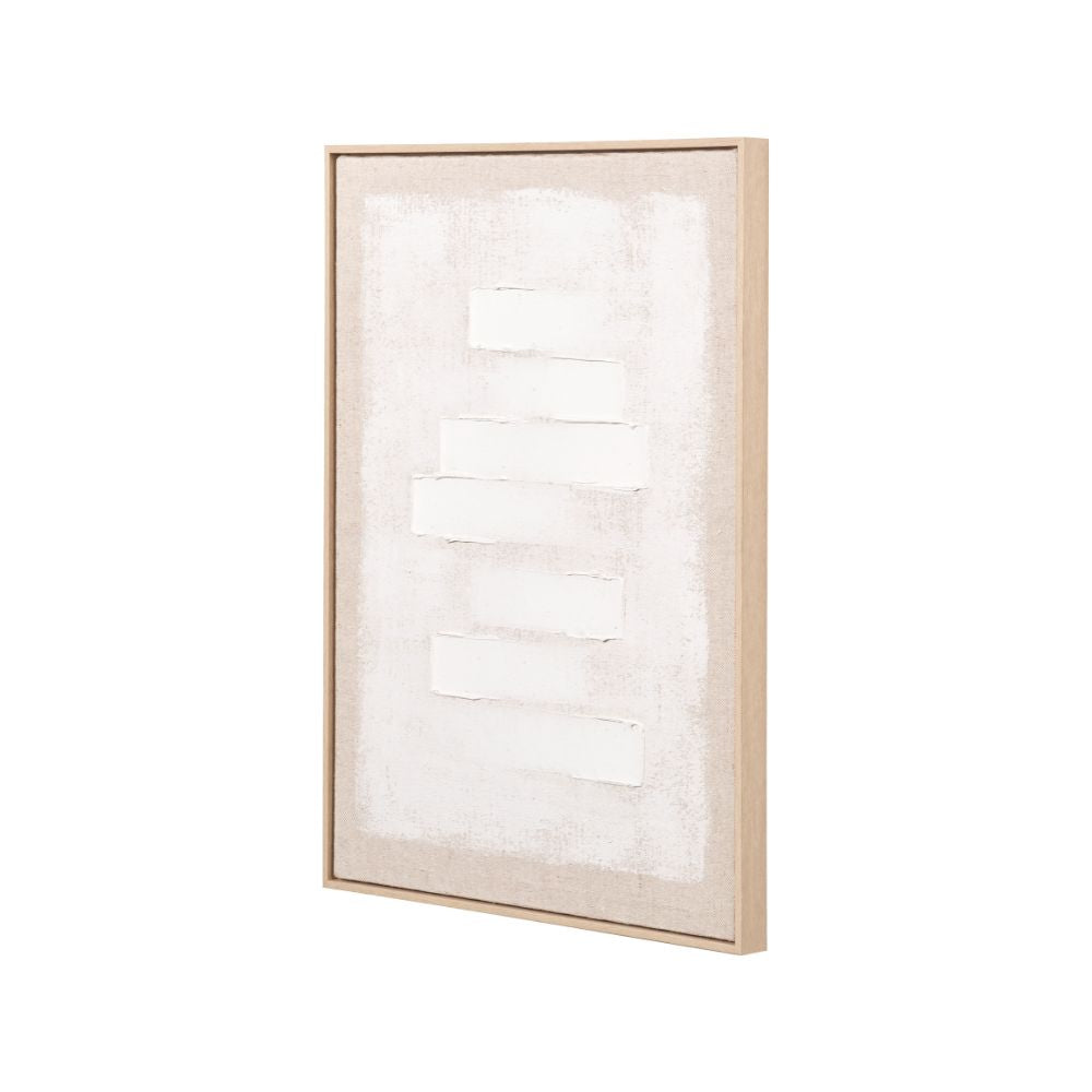 Textured Canvas White and Natural with Natural Frame