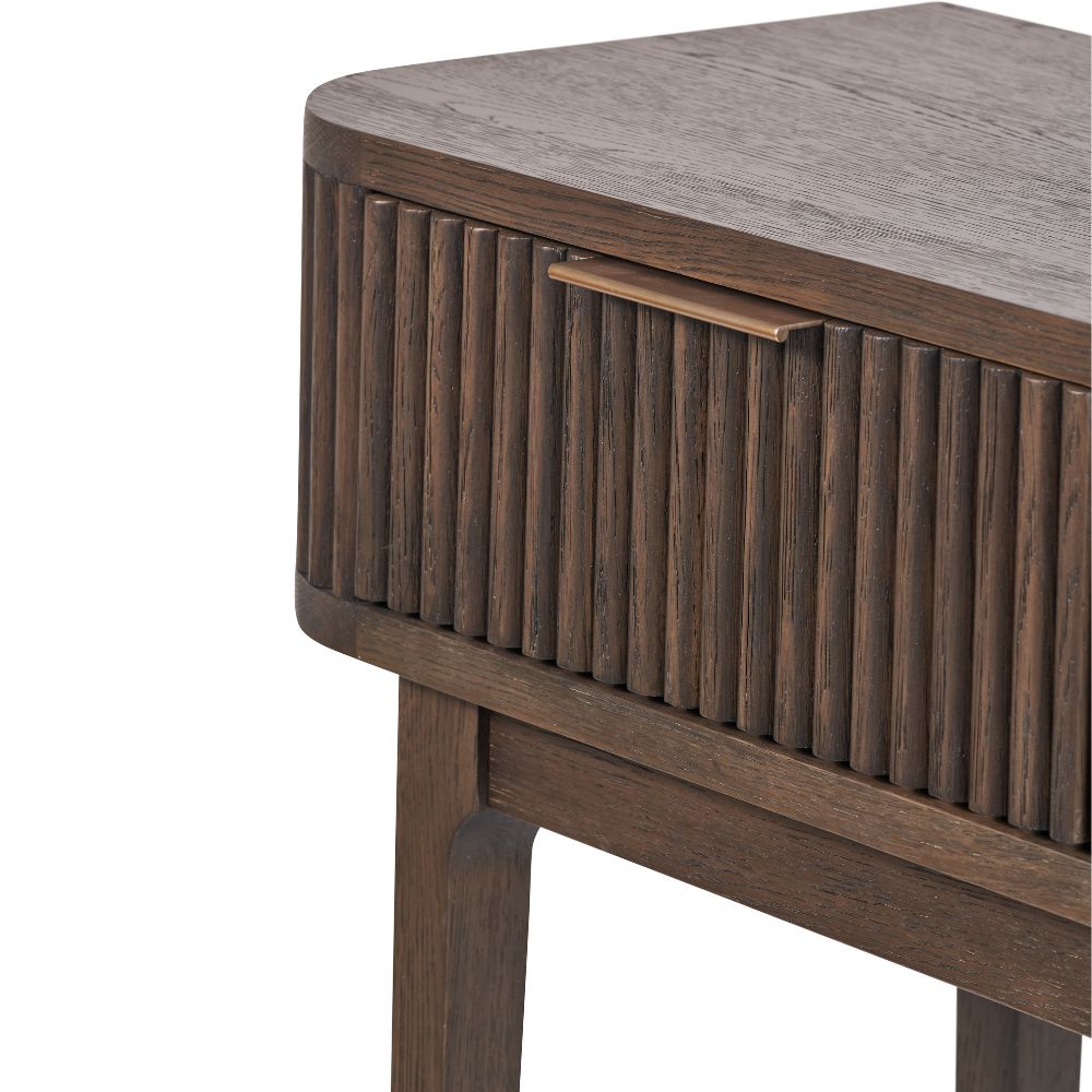 Raie Ribbed Oak and Pine Wood Console Table