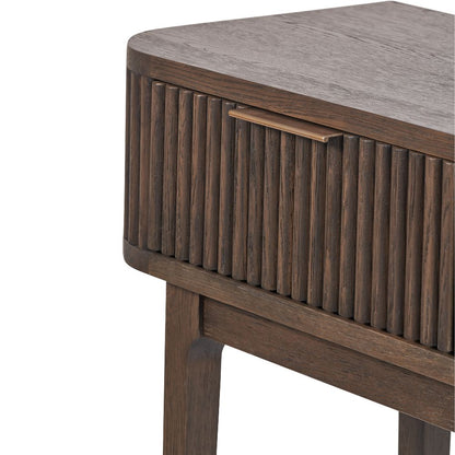 Raie Ribbed Oak and Pine Wood Console Table