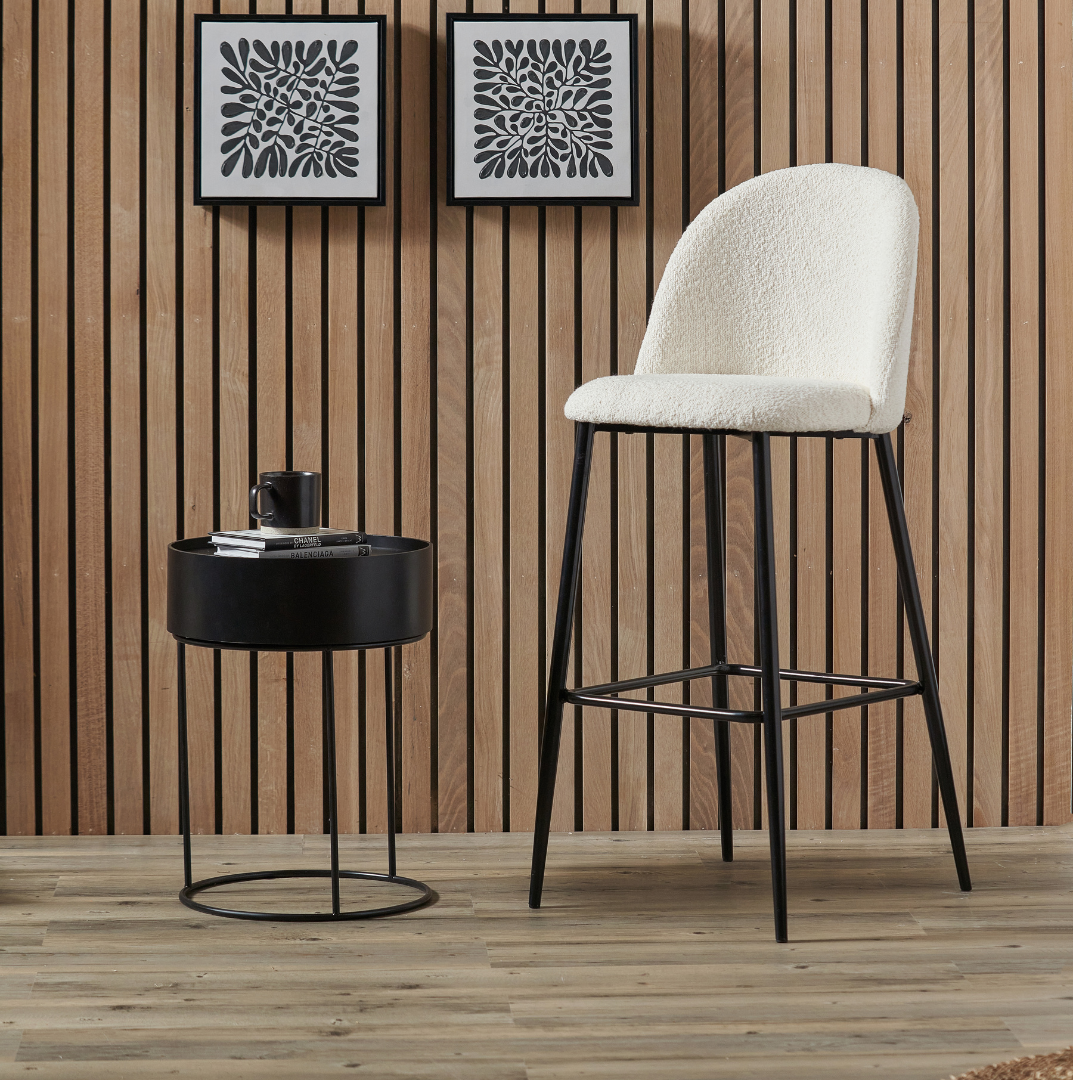 Turi Pebble Black Metal Bar Stool