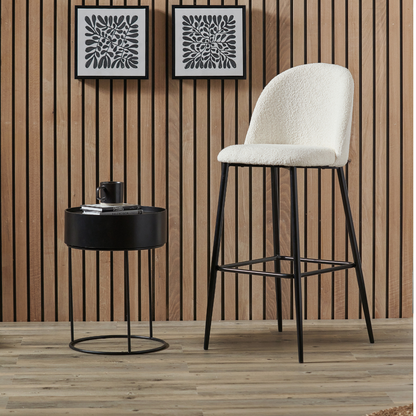Turi Pebble Black Metal Bar Stool