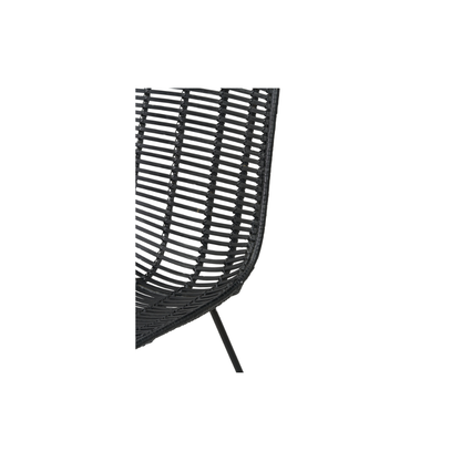 Rattan Core and Black Metal Dining Chair