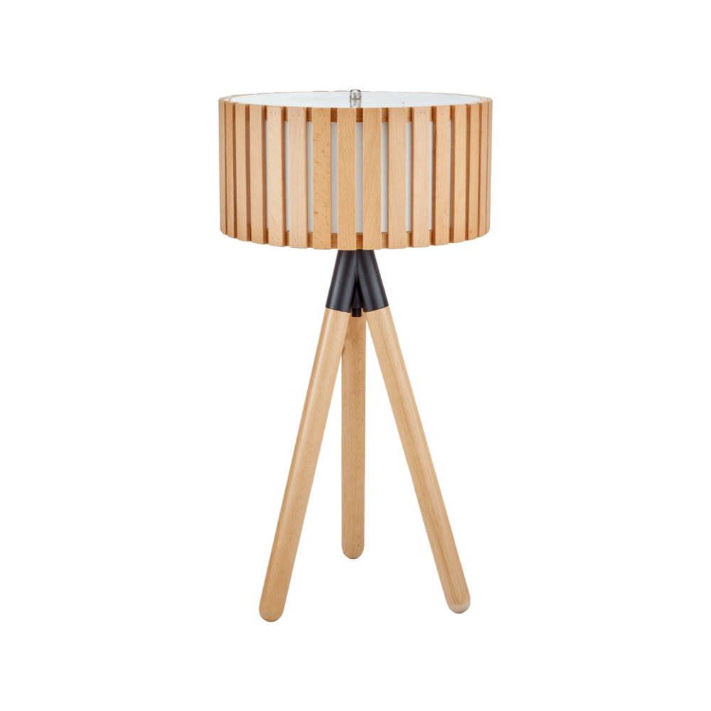Rabanne Slatted Pine Wood Tripod Table Lamp