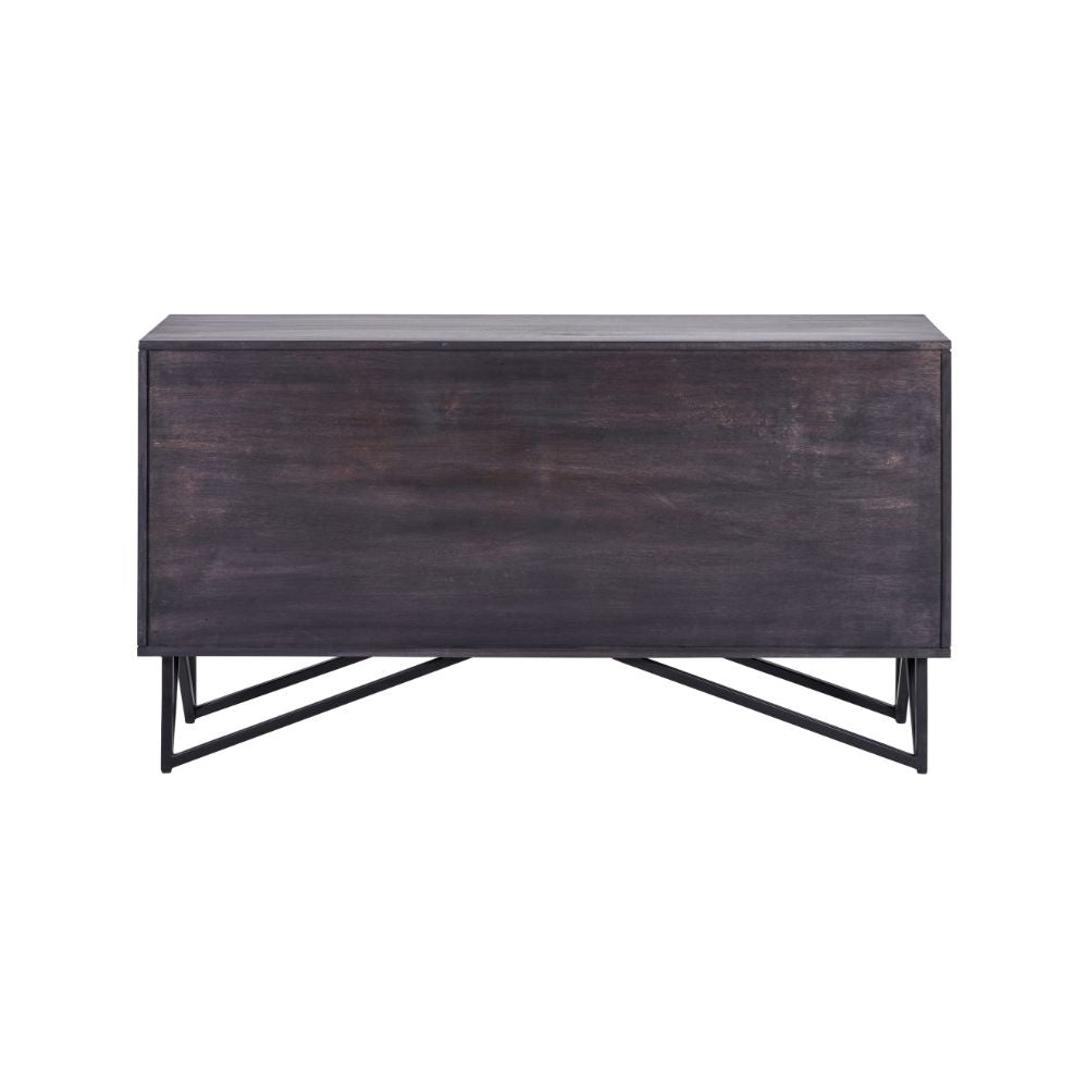 Verde Black Mango Wood and Stone Veneer 4 door Sideboard