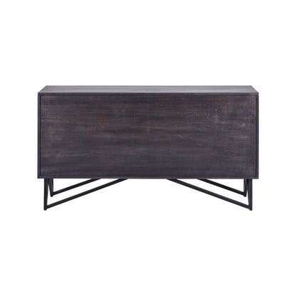 Verde Black Mango Wood and Stone Veneer 4 door Sideboard