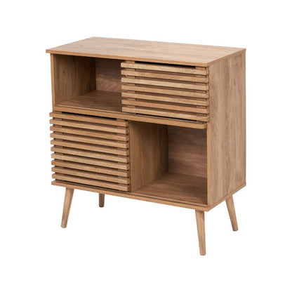 Larvik Natural Eucalyptus Wood 2 Door 2 Shelf Unit
