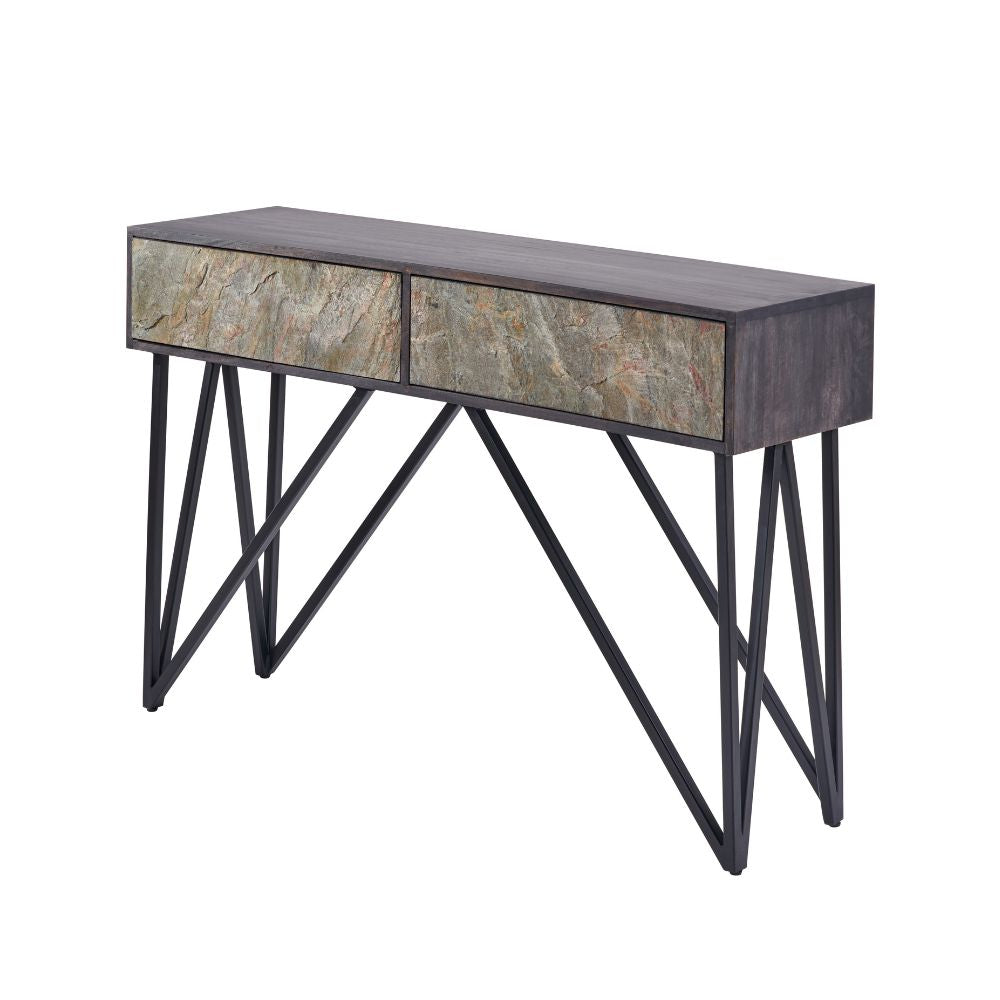 Verde Black Mango Wood 2 Drawer Console Table