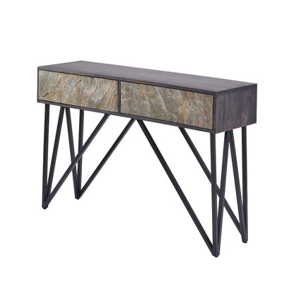 Verde Black Mango Wood 2 Drawer Console Table
