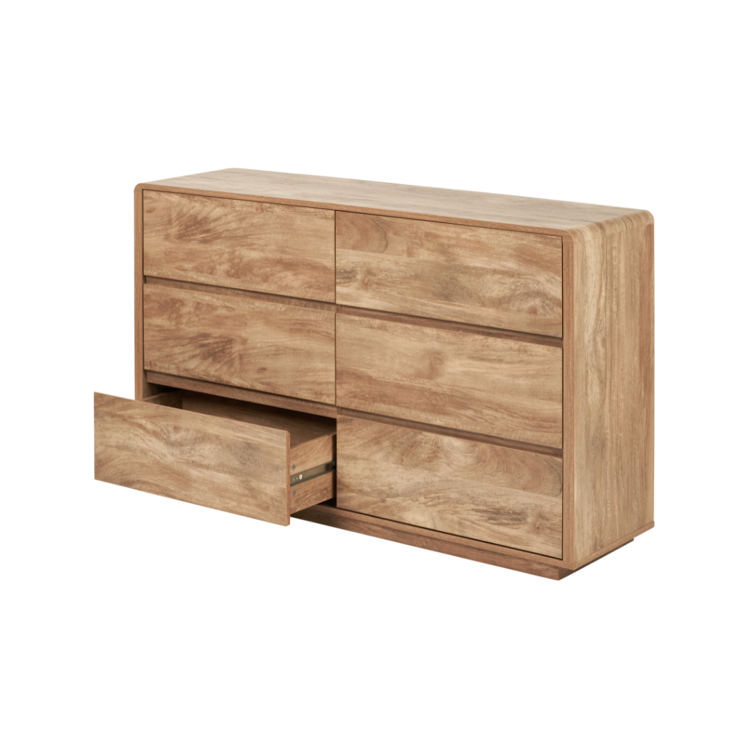 Eversley Oak Effect Veneer 6 Drawer Sideboard