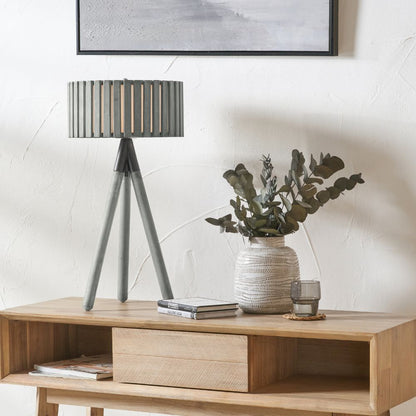 Rabanne Slatted Pine Wood Tripod Table Lamp