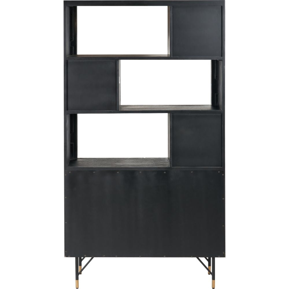 Fiji Black Acacia Wood 2 Door 6 Niche Display Cabinet