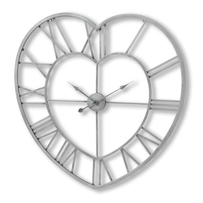 Skeleton Heart Silver Wall Clock