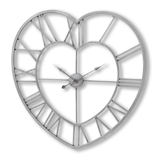 Skeleton Heart Silver Wall Clock