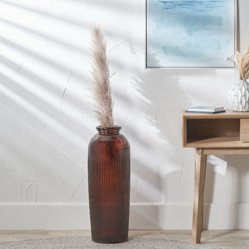 Recycled Glass Ribbed Vase Tall