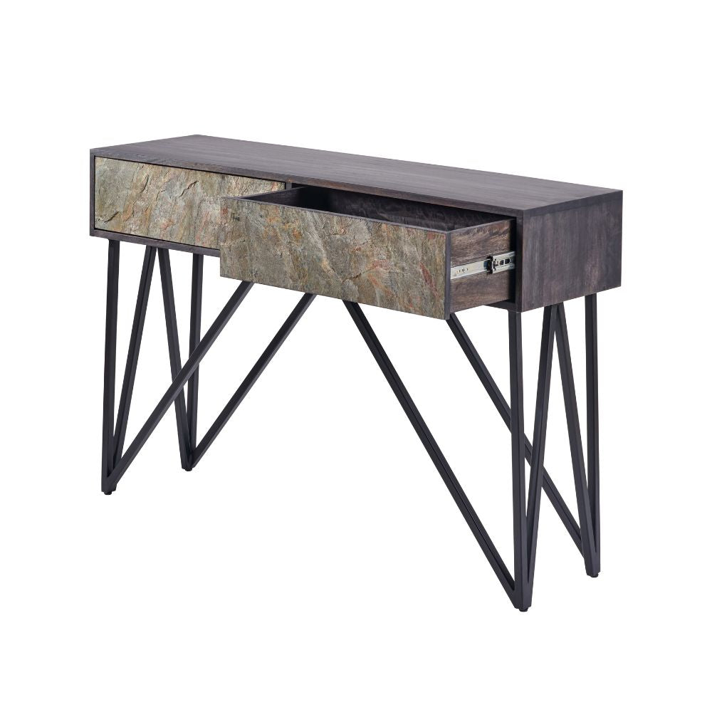 Verde Black Mango Wood 2 Drawer Console Table