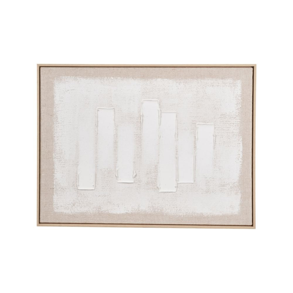 Textured Canvas White and Natural with Natural Frame