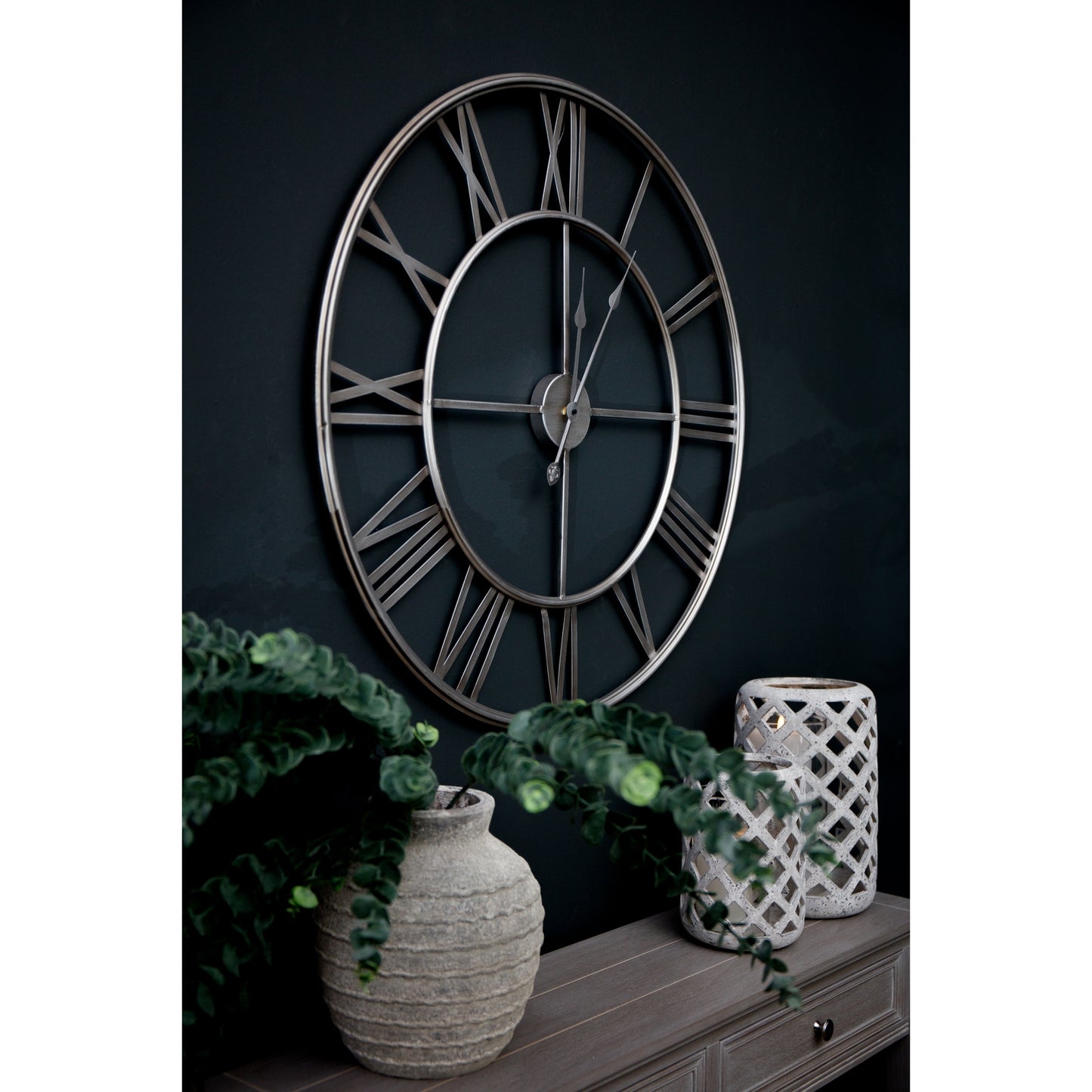 Silver Foil Skeleton Large Wall Clock