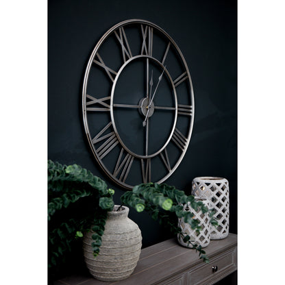 Silver Foil Skeleton Large Wall Clock