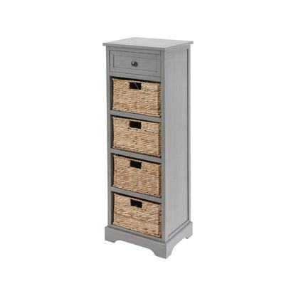 Devonshire Pine Wood 1 Drawer 4 Basket Tall Unit