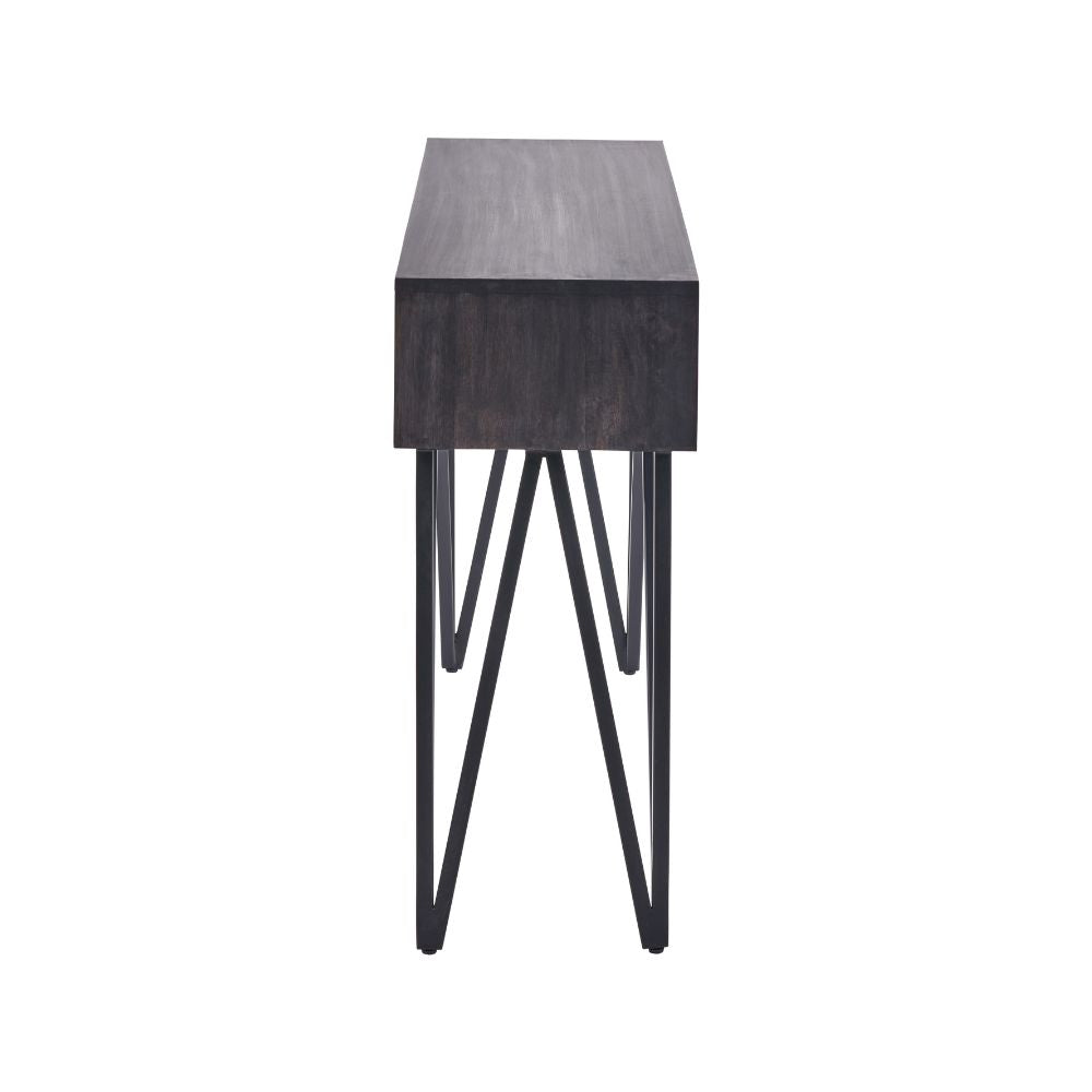 Verde Black Mango Wood 2 Drawer Console Table