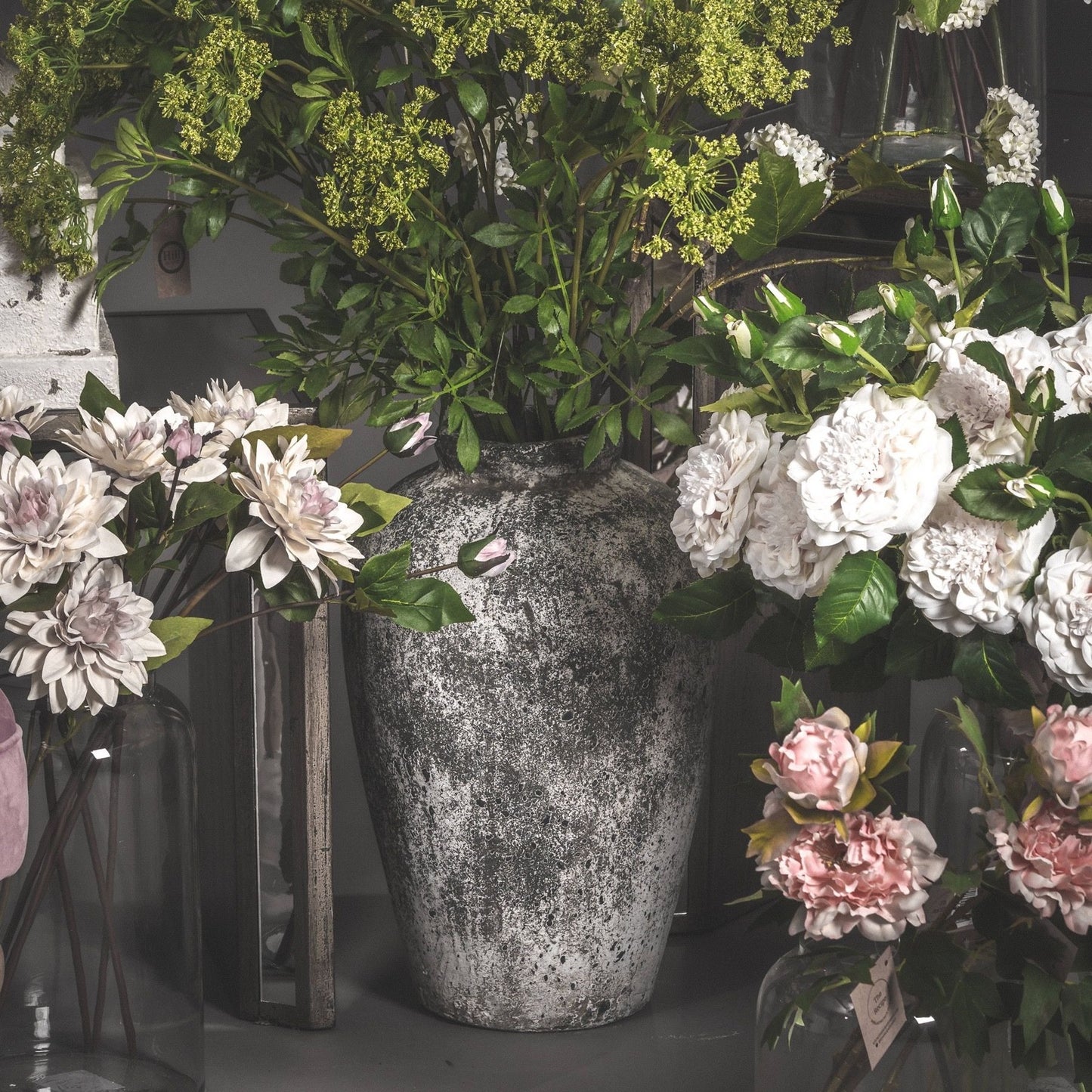 Aged Stone Ceramic Tall Vase