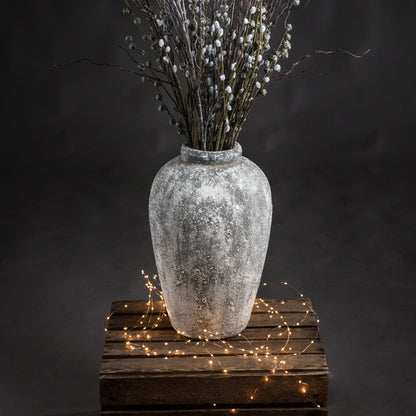 Aged Stone Ceramic Tall Vase