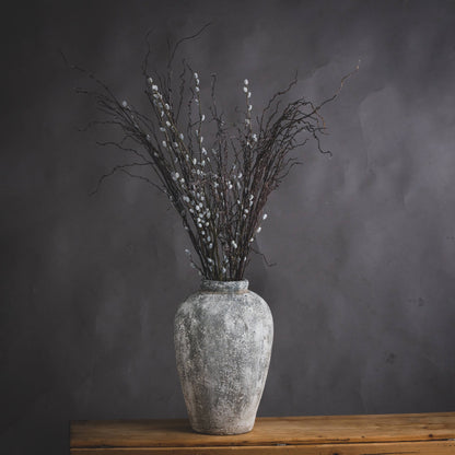 Aged Stone Ceramic Tall Vase