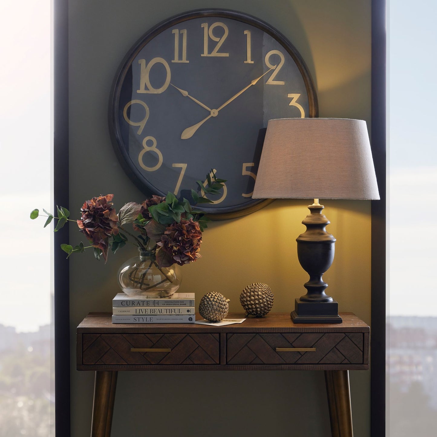 Soho Brass And Black Large Wall Clock