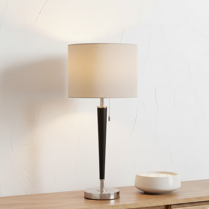 Metal Lowry Brushed Silver and Matt Black Table Lamp