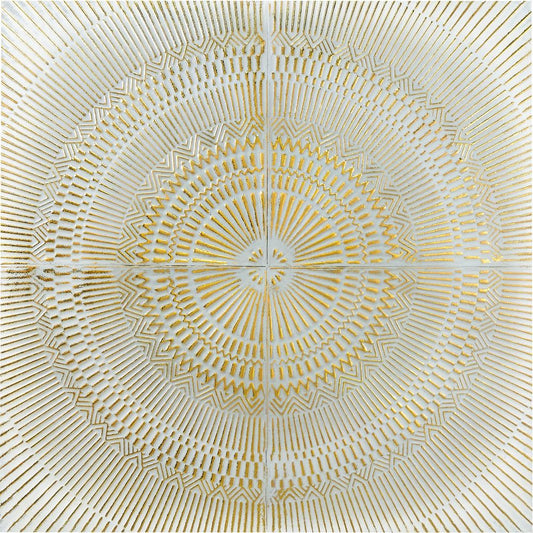 Textured Metal Antique White and Gold Wall Art