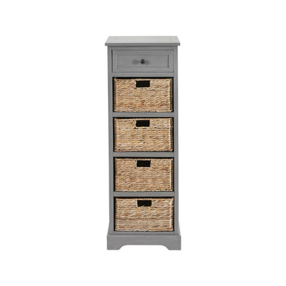 Devonshire Pine Wood 1 Drawer 4 Basket Tall Unit