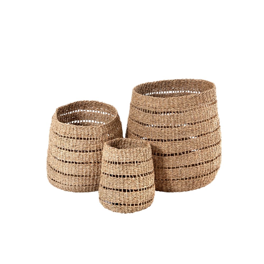 Seagrass Natural Round Baskets (Set of 3)