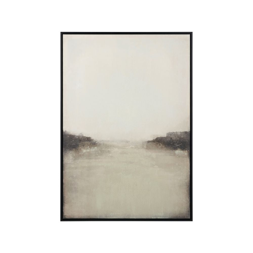 Abstract Canvas Grey and White with Black Frame