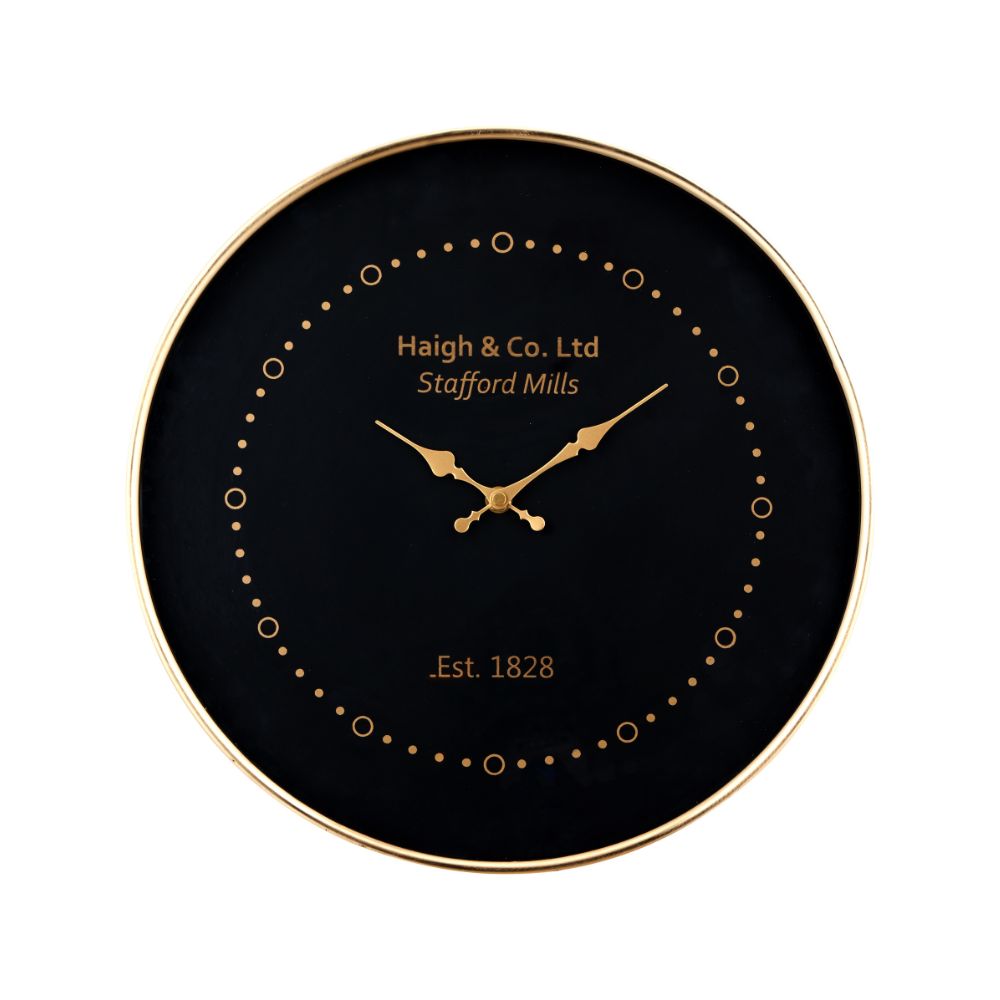 Metal Black Face and Antique Brass Wall Clock