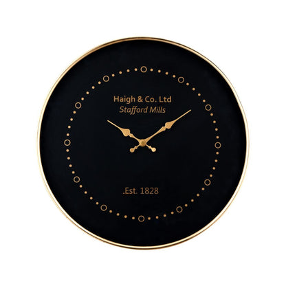 Metal Black Face and Antique Brass Wall Clock