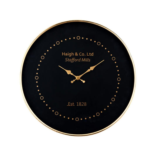 Metal Black Face and Antique Brass Wall Clock