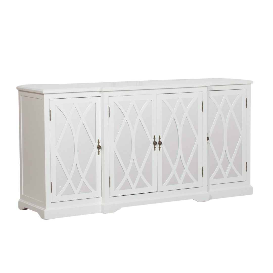 Nocturne White Breakfront Sideboard with Mirror Front