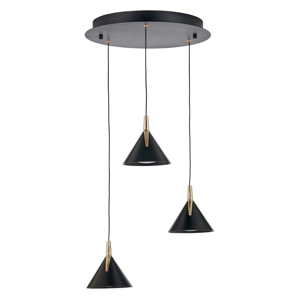 Astarion Matte Black and Gold Multi Drop LED Pendant