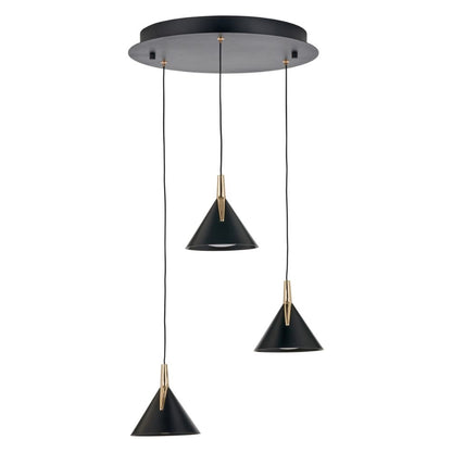 Astarion Matte Black and Gold Multi Drop LED Pendant