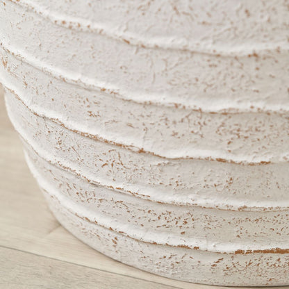 Fibrestone White Wash Decorative Ribbed Vase