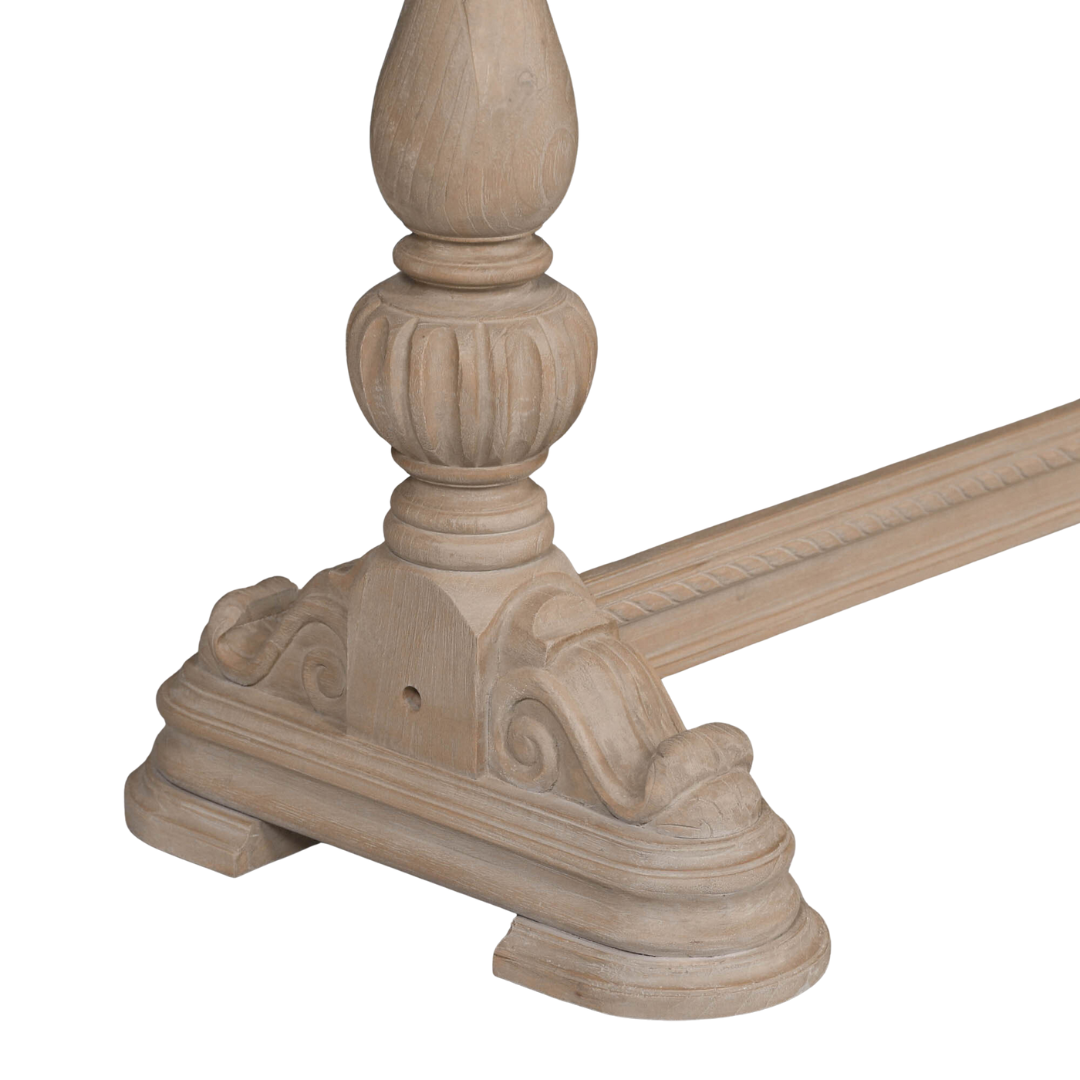 Arbouré Rustic White Cedar Console Table with Carved Drawer