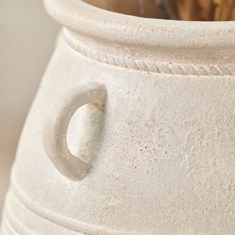 Fibrestone Grey Wash Decorative with Handles Vase